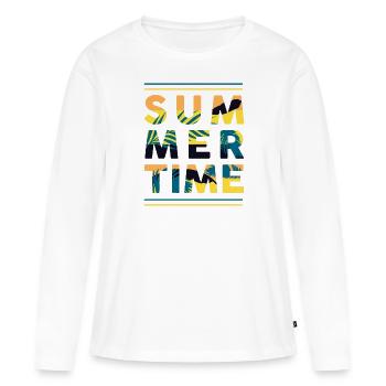 l'heure d'été - T-shirt manches longues Premium bio Femme - blanc - Devant - Julia (174cm)