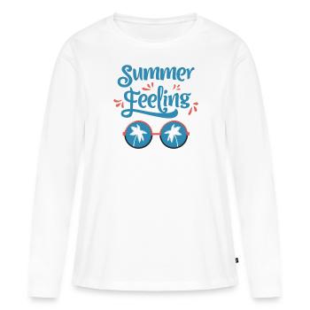 Sentiments d'été, lunettes de soleil - T-shirt manches longues Premium bio Femme - blanc - Devant - Julia (174cm)
