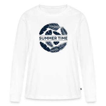 Heure d'été - été - T-shirt manches longues Premium bio Femme - blanc - Devant - Julia (174cm)