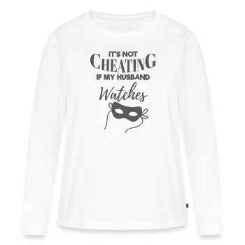 Threesome Swinger Gift Hotwife Not Cheating - Women's Premium Organic Long Sleeve Shirt - white - Front - Julia (174cm)