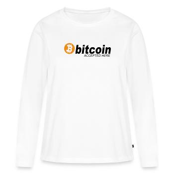 Bitcoin Accepted Here - Women's Premium Organic Long Sleeve Shirt - white - Front - Julia (174cm)