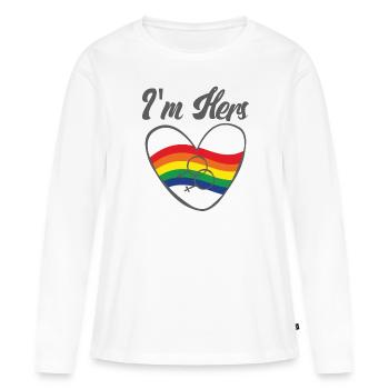 Cadeaux pour un couple gay correspondant à LGBT, je suis sa fierté gaie - T-shirt manches longues Premium bio Femme - blanc - Devant - Julia (174cm)