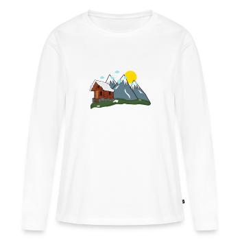 Einsame Alm in den Bergen - Frauen Premium Bio Langarmshirt - Weiß - Vorne - Julia (174cm)