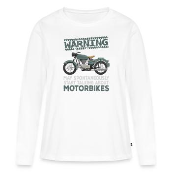 Avertissement motos - T-shirt manches longues Premium bio Femme - blanc - Devant - Julia (174cm)