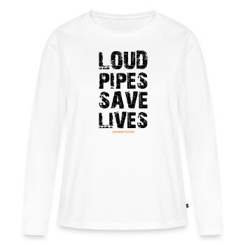tuyaux bruyants sauvent des vies Bruit bruyant du moteur d'échappement - T-shirt manches longues Premium bio Femme - blanc - Devant - Julia (174cm)