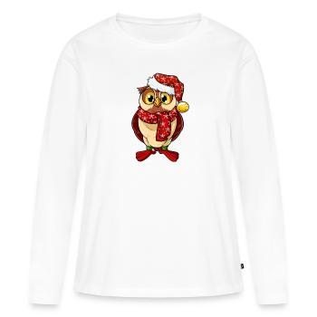 Hibou De Noël Hibou Uhu Oiseau Avent - T-shirt manches longues Premium bio Femme - blanc - Devant - Julia (174cm)