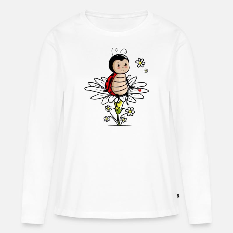 Marienkaefer auf Blume - Frauen Premium Bio Langarmshirt - Weiß