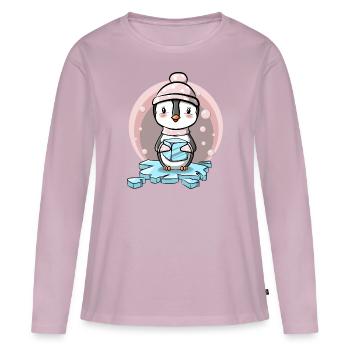Penguin girl with cap and ice cubes - Women's Premium Organic Long Sleeve Shirt - dusky pink - Front - Julia (174cm)