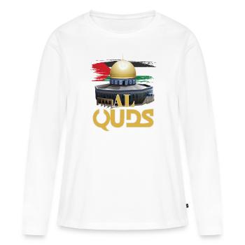 Quds Palestine - T-shirt manches longues Premium bio Femme - blanc - Devant - Julia (174cm)