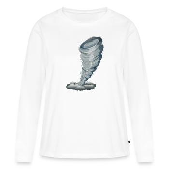 Cadeau météo tempête de tornade - T-shirt manches longues Premium bio Femme - blanc - Devant - Julia (174cm)