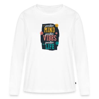 Attitudes positives vibrations positives - T-shirt manches longues Premium bio Femme - blanc - Devant - Julia (174cm)