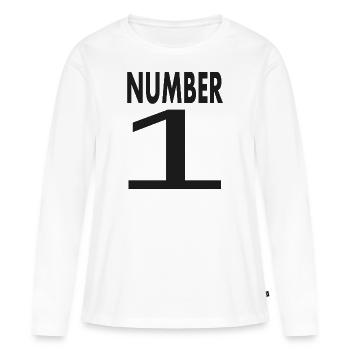 Eins Nummer 1 Zahl 1 - Frauen Premium Bio Langarmshirt - Weiß - Vorne - Julia (174cm)
