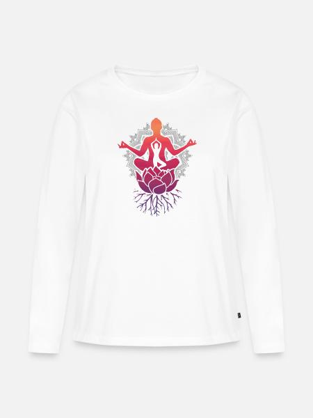 Yoga Meditation Lotusblüte - Frauen Premium Bio Langarmshirt - Weiß