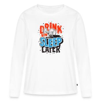 Boire maintenant - T-shirt manches longues Premium bio Femme - blanc - Devant - Julia (174cm)