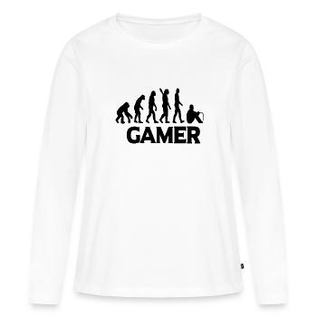 Gamer Gaming Evolution Gaming Gamer Gamer - Frauen Premium Bio Langarmshirt - Weiß - Vorne - Julia (174cm)