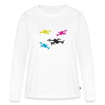Drones volants - quattrocopter - T-shirt manches longues Premium bio Femme - blanc - Devant - Julia (174cm)