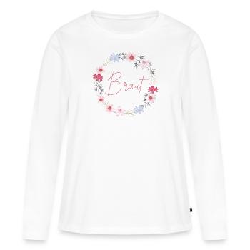 Braut Rosa Kranz - Frauen Premium Bio Langarmshirt - Weiß - Vorne - Julia (174cm)