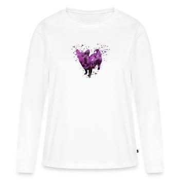 Aquarell Langhaar Chihuahua Herz im Wasserfarben - Frauen Premium Bio Langarmshirt - Weiß - Vorne - Julia (174cm)