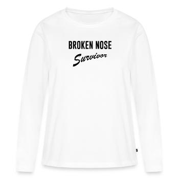 Survivant du nez cassé. Récupération de la chirurgie du nez - T-shirt manches longues Premium bio Femme - blanc - Devant - Julia (174cm)