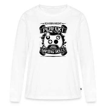 Gaming ich bin nicht Perfekt aber ich hab Gaming - Frauen Premium Bio Langarmshirt - Weiß - Vorne - Julia (174cm)