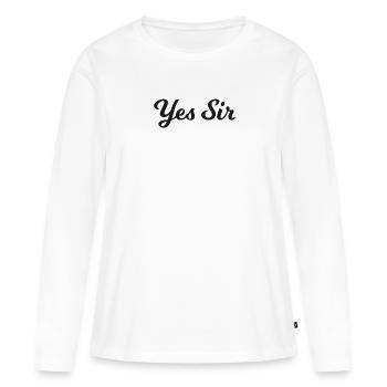 Cadeau de soumission BDSM Oui Monsieur Kinky Gift - T-shirt manches longues Premium bio Femme - blanc - Devant - Julia (174cm)