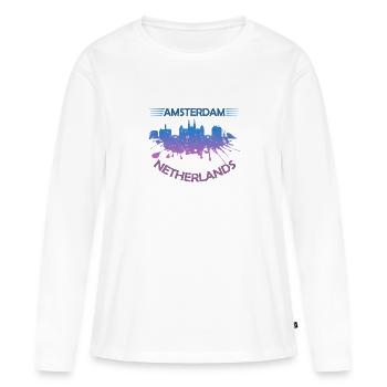 Amsterdam - T-shirt manches longues Premium bio Femme - blanc - Devant - Julia (174cm)