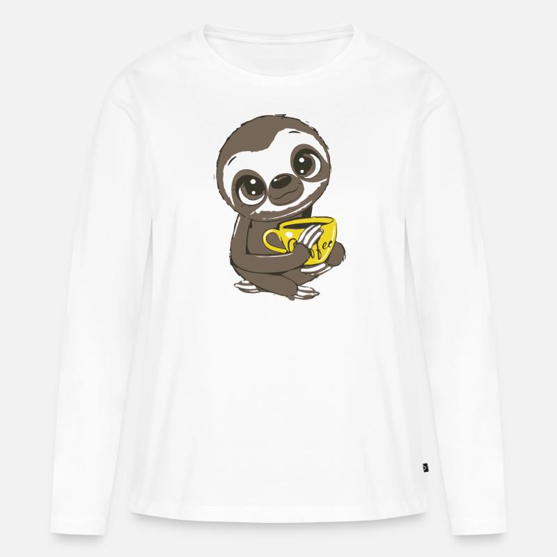 Sloth - Frauen Premium Bio Langarmshirt - Weiß