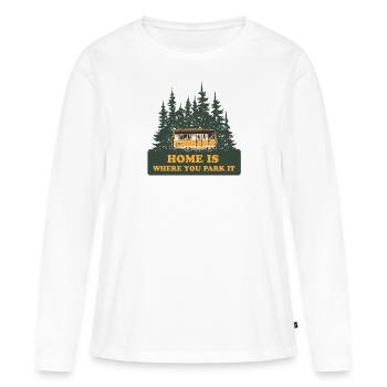 La maison est l'endroit où vous la garez, camping, vanlifer - T-shirt manches longues Premium bio Femme - blanc - Devant - Julia (174cm)