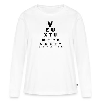 Demande en mariage Demande en mariage médecin yeux - T-shirt manches longues Premium bio Femme - blanc - Devant - Julia (174cm)