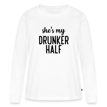 elle a aidé mon ivrogne - T-shirt manches longues Premium bio Femme - blanc - Devant - Julia (174cm)