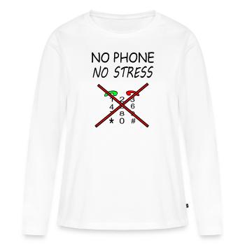 pas de téléphone pas stress téléphone mobile - T-shirt manches longues Premium bio Femme - blanc - Devant - Julia (174cm)