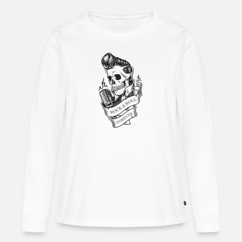 Rock and Roll - Frauen Premium Bio Langarmshirt - Weiß