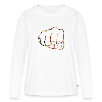poing coloré rand discret fleurs fight art grunge - T-shirt manches longues Premium bio Femme - blanc - Devant - Julia (174cm)