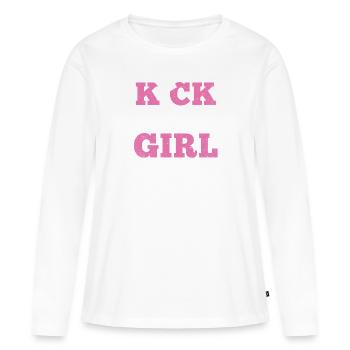 Cadeau d'entraîneur de kickboxing Kickboxer - T-shirt manches longues Premium bio Femme - blanc - Devant - Julia (174cm)