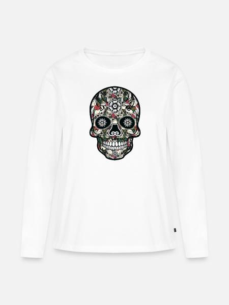 Totenkopf Mini Skull - Frauen Premium Bio Langarmshirt - Weiß
