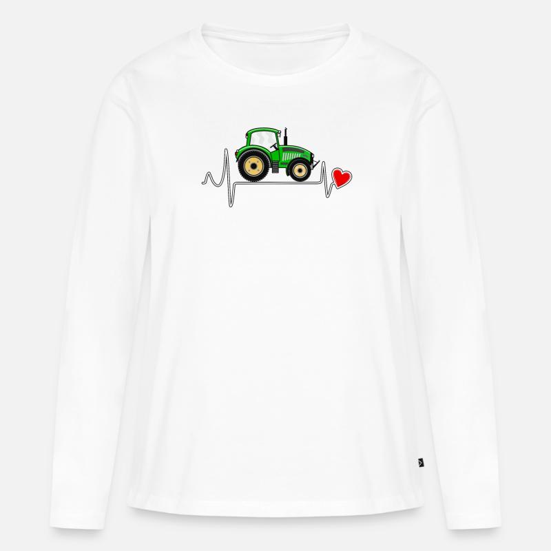 HERZSCHLAG TRAKTOR - Frauen Premium Bio Langarmshirt - Weiß