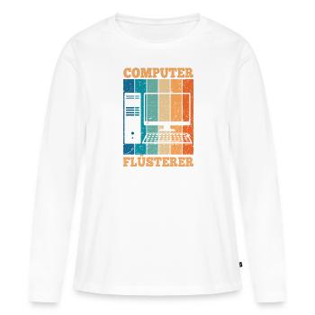 Computerflüsterer Informatiker Retro PC Computer - Frauen Premium Bio Langarmshirt - Weiß - Vorne - Julia (174cm)