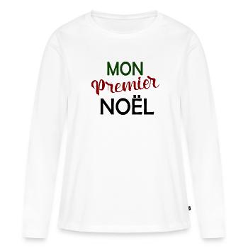 mon premier noël - T-shirt manches longues Premium bio Femme - blanc - Devant - Julia (174cm)