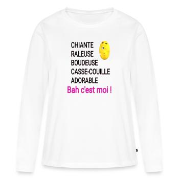 CHIANTE, RALEUSE - T-shirt manches longues Premium bio Femme - blanc - Devant - Julia (174cm)
