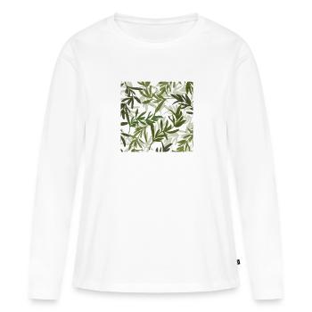 Feuilles - T-shirt manches longues Premium bio Femme - blanc - Devant - Julia (174cm)
