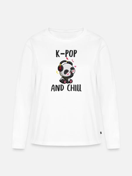 k-pop k pop kpop & and chill Korea Musik Geschenk - Frauen Premium Bio Langarmshirt - Weiß