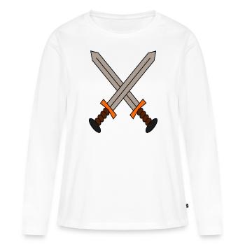 Un logo de 2 épées croisées dans un style gamer. - T-shirt manches longues Premium bio Femme - blanc - Devant - Julia (174cm)