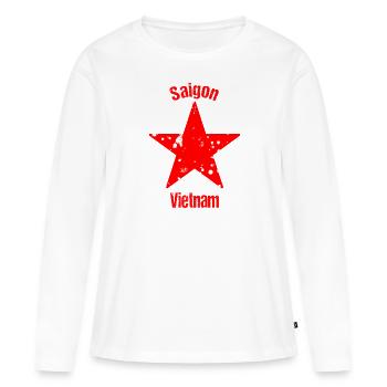 Saigon Vietnam Backpacker Voyage - T-shirt manches longues Premium bio Femme - blanc - Devant - Julia (174cm)