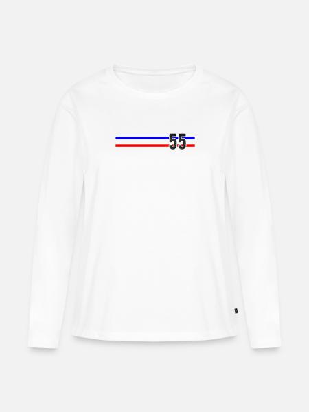 Fifty Five and Counting Tri-stripe - Women's Premium Organic Long Sleeve Shirt - white