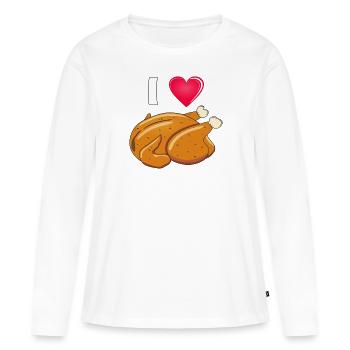HUHN HÄNCHEN I LOVE - Frauen Premium Bio Langarmshirt - Weiß - Vorne - Julia (174cm)