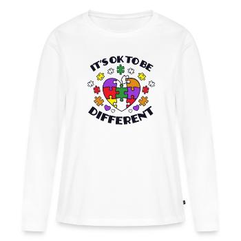 Sensibilisation à l’autisme C’est ok pour être différent - T-shirt manches longues Premium bio Femme - blanc - Devant - Julia (174cm)
