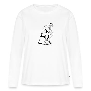 Penseur philosophe - T-shirt manches longues Premium bio Femme - blanc - Devant - Julia (174cm)