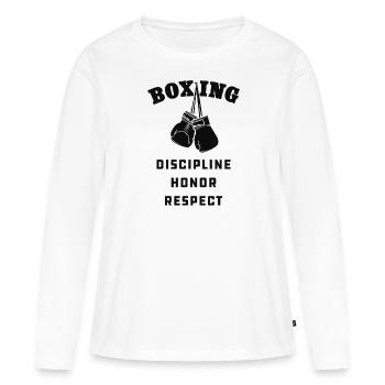 Boxen, Boxer - Frauen Premium Bio Langarmshirt - Weiß - Vorne - Julia (174cm)