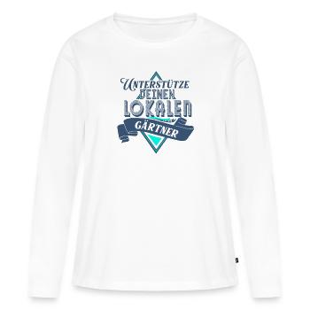 Unterstutze deinen Lokalen Gartner - Frauen Premium Bio Langarmshirt - Weiß - Vorne - Julia (174cm)