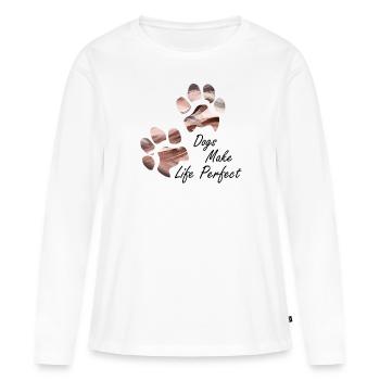 Empreintes de pattes pattes pattes chien chien - T-shirt manches longues Premium bio Femme - blanc - Devant - Julia (174cm)